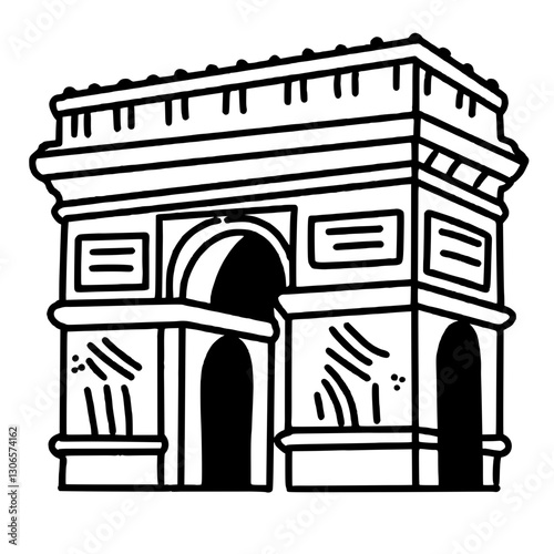 Arc de Triomphe Hand drawn line art Paris Illustration