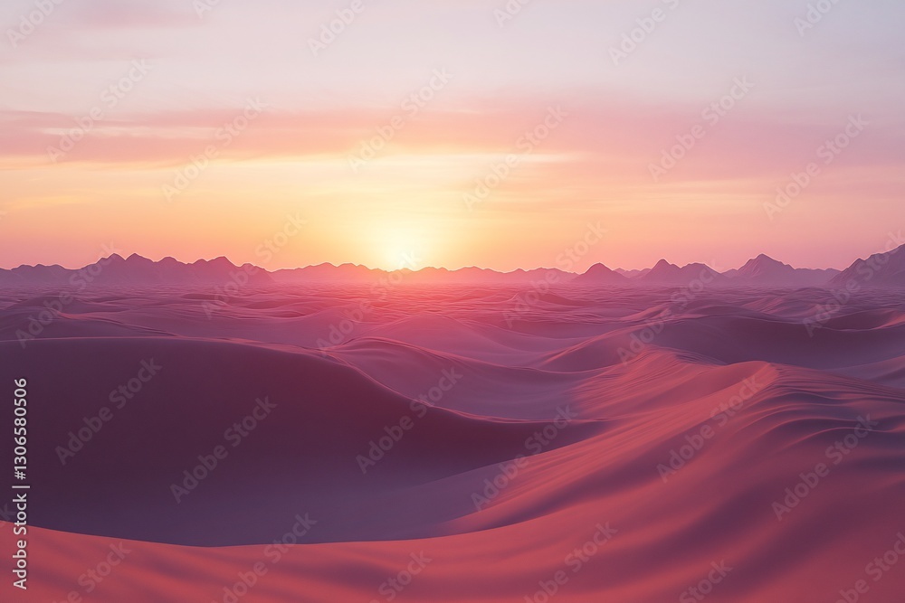 Obraz premium Desert Sunset Rolling Dunes at Dusk