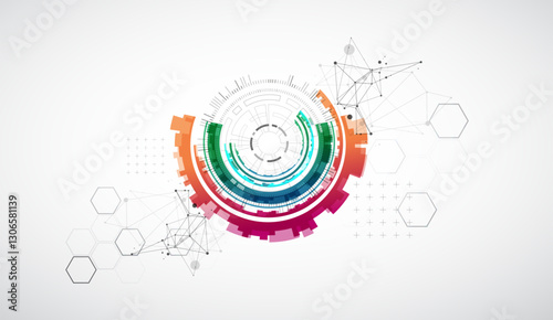 Abstraction on the theme of tech circles. Scientific and technological background. Vector background.