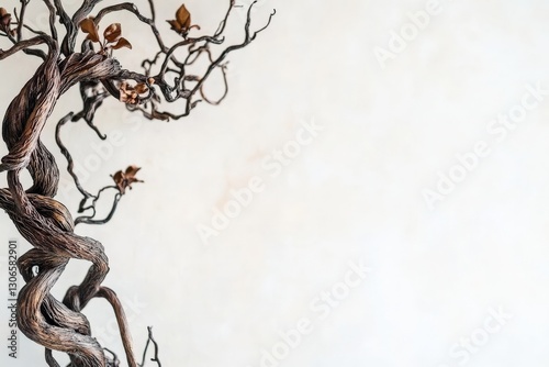 Twisted Deadwood Art Against White Wall.