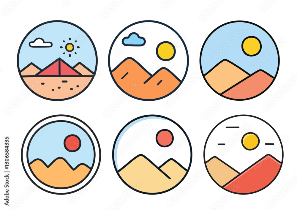 Fototapeta premium Minimal Desert Icons Set