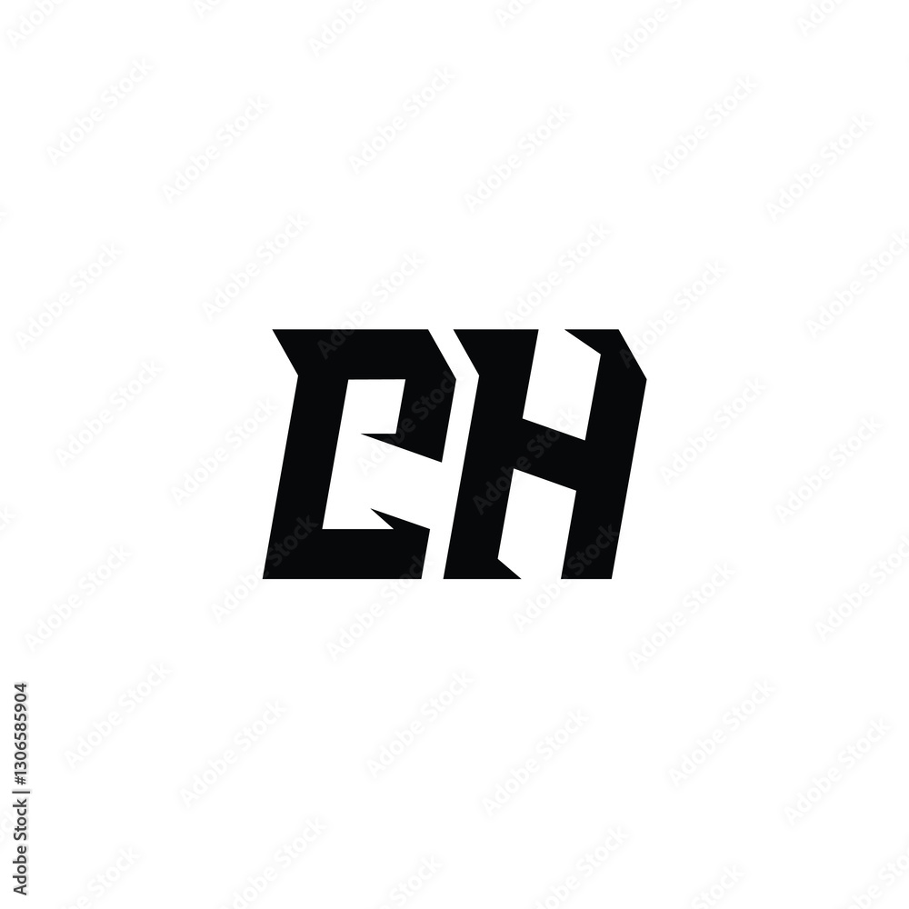 Obraz premium CH monogram logo design letter text name symbol monochrome logotype alphabet character simple logo