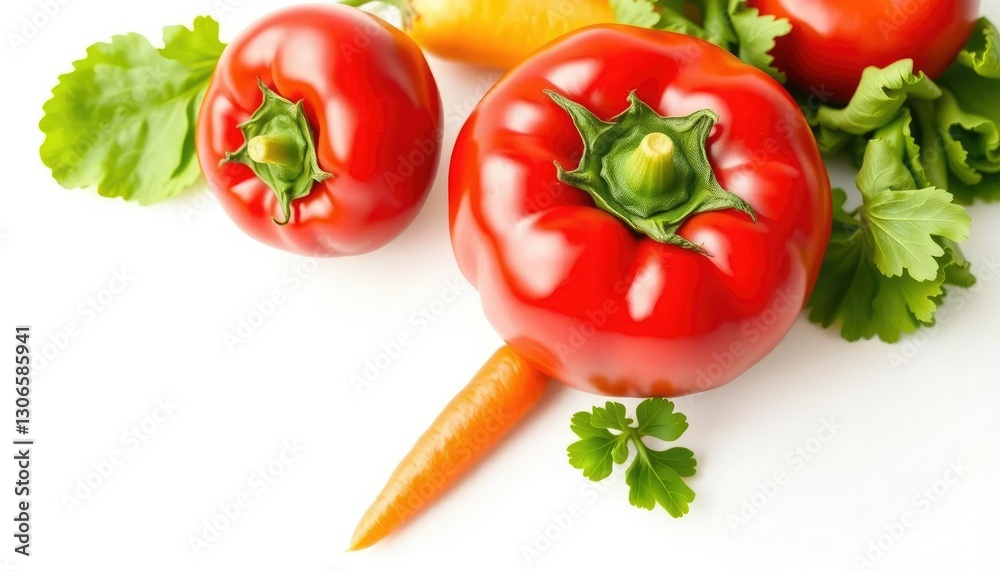 A vibrant, fresh vegetable, perfectly isolated on a pure white background, botanical, macro A vibrant, fresh vegetable, perfectly isolated on a pure white background, botanical, macro