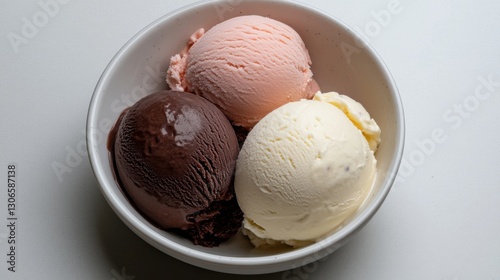 A bowl of creamy Italian gelato in three different flavors