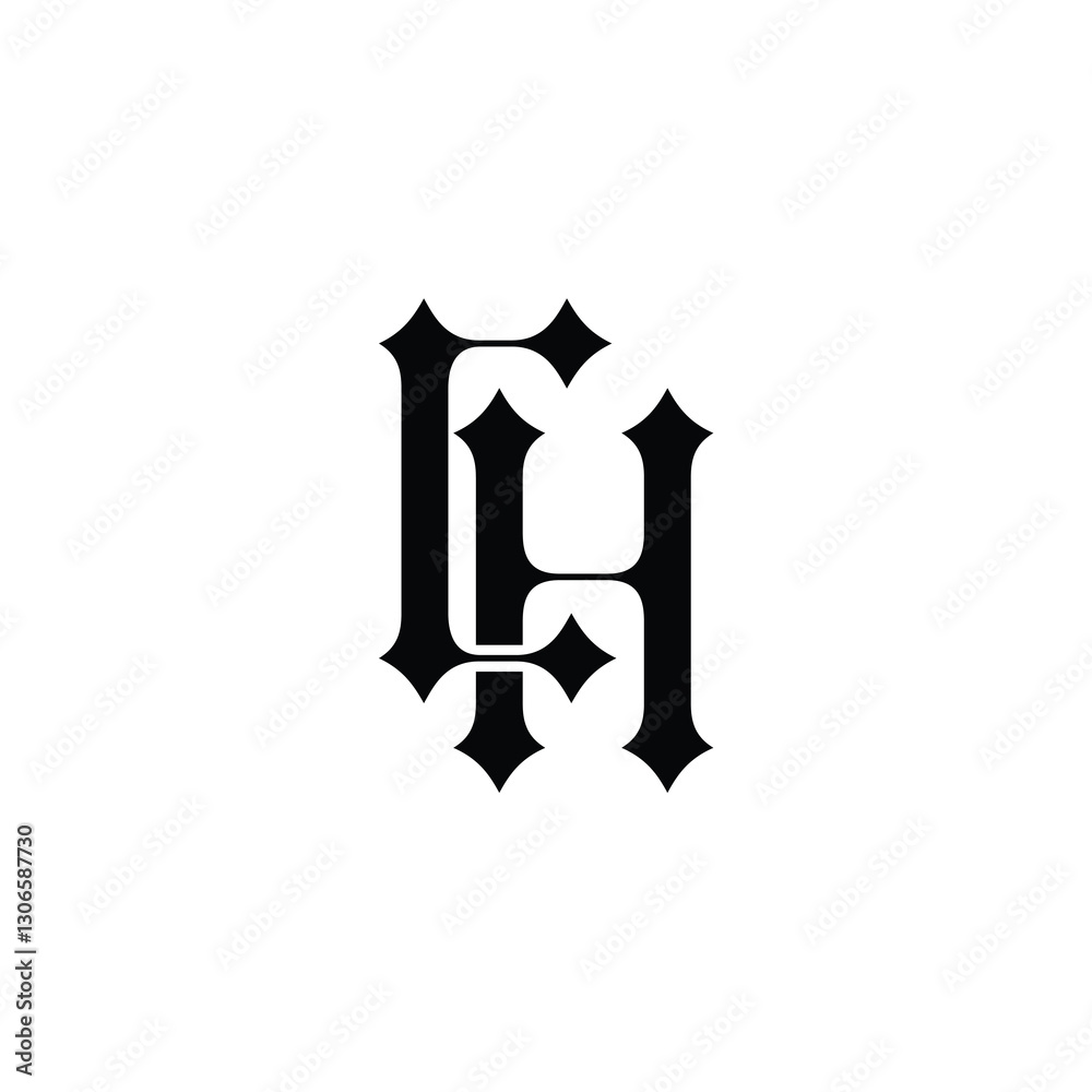 Fototapeta premium CH monogram logo design letter text name symbol monochrome logotype alphabet character simple logo