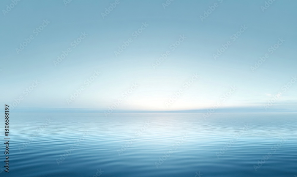 Fototapeta premium Calm Ocean Water Surface with Subtle Ripples and Soft Blue Sky
