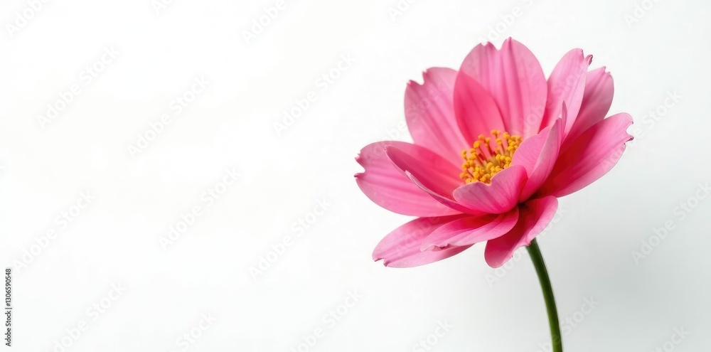 Fototapeta premium Petals unfurl on delicate stem isolated on white, flowers, bloom, garden