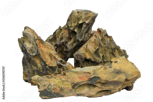Set of dragon stones arranged in an artistic composition isolated on transparent background. PNG transparency