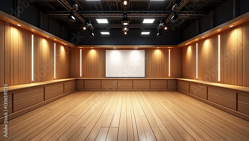 Background for wooden TV studio 3d rendering