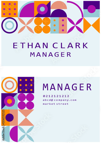 Minimalist Flat Geometric Mosaic Business Card Vector.
Flat Geometric Mosaic Business Card Template.
Colorful Flat Geometric Mosaic Business Card Design.