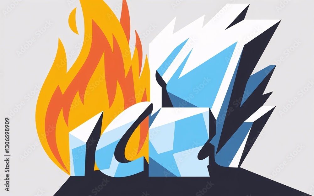Obraz premium Fire and Ice Clashing Abstract