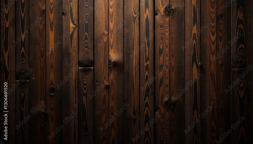 Obraz premium Dark brown wood wall, aged and textured, repeating pattern , wooden planks, wood plank texture, backdrop