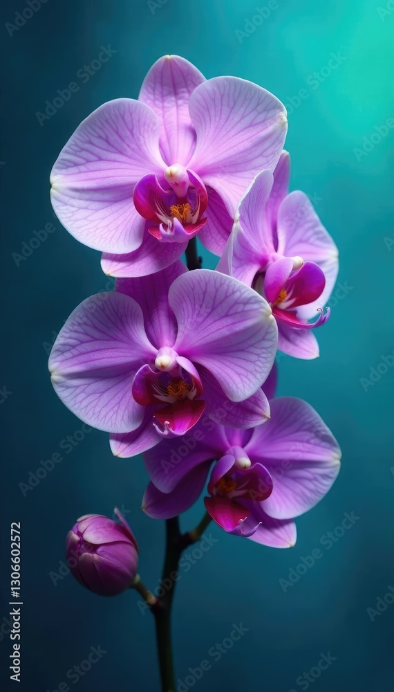 Shiny orchid petals against blue and green hues background, blue, colors, flowers Shiny orchid petals against blue and green hues background, blue, colors, flowers