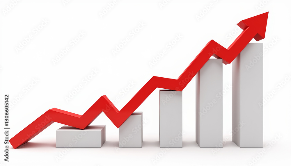 Dynamic financial growth with upward arrows and bar chart, success concept Dynamic financial growth with upward arrows and bar chart, success concept