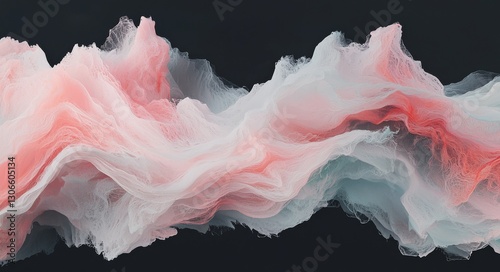 A 3D rendering of a colorful abstract shape with twisted wavy patterns is displayed in motion as an example of computer-generated geometric digital art