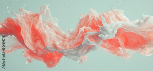 A futuristic shape is depicted in an abstract 3D rendering of twisted lines, forming a modern background design