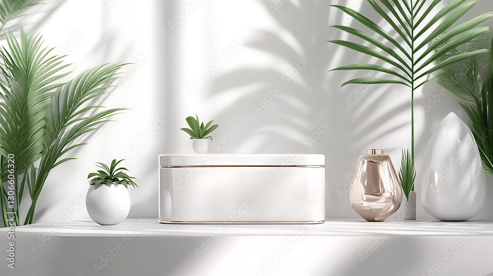 Modern decorative arrangement of houseplants and accessories in a bright room minimalist style indoor design Modern decorative arrangement of houseplants and accessories in a bright room minimalist style indoor design