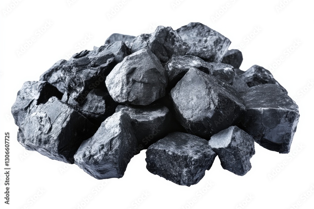 Fototapeta premium Coal Pile for Isolated White Background.