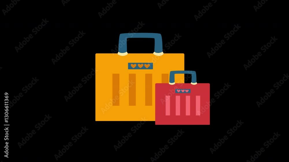 Briefcase travel bag suitcase icon concept animation with alpha channel Briefcase travel bag suitcase icon concept animation with alpha channel