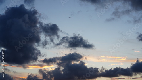 The beautiful and cloudy sky sunset view before the typhoon coming in summer