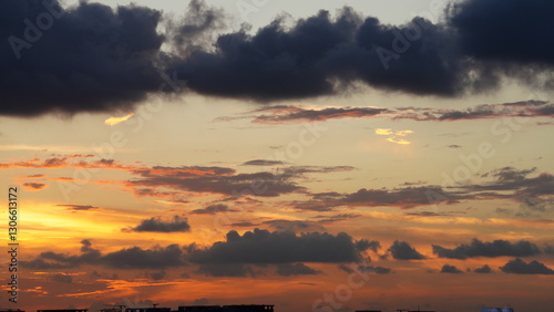 The beautiful and cloudy sky sunset view before the typhoon coming in summer