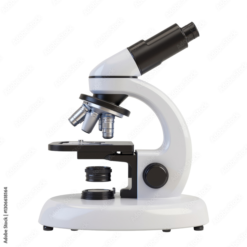 Black and White Compound Light Microscope Showcasing Features Black and White Compound Light Microscope Showcasing Features