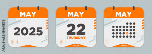 Modern Calendar icon. May. 2025 22 day. The concept of waiting for an important date. Day calendar with date May 22. Cheklist day calendar. Vector illustration