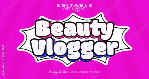 beauty vlogger editable text style, comic text effect