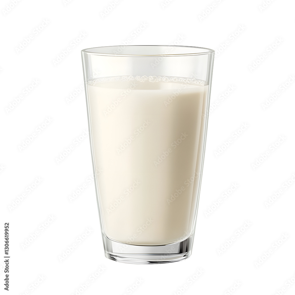Glass of milk isolated on transparent background. Generative AI.