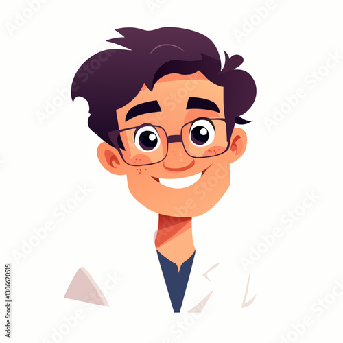 male doctor scientist in white coat with copy space