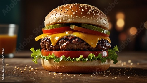 Sizzling Gourmet Cheeseburger with Bacon & Onions