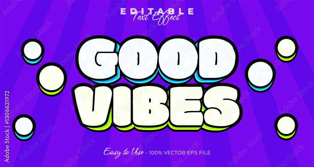 Obraz premium Good vibes editable text style, comic text effect