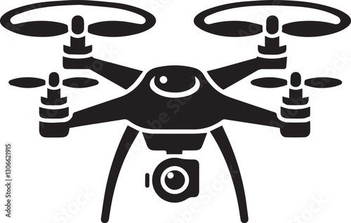 black Drone silhouette vector, Drone vector illustration, Drone logo vector, Drone silhouette vector isolated on white background