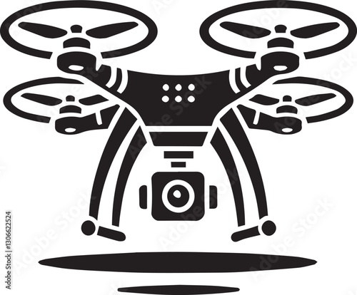 black Drone silhouette vector, Drone vector illustration, Drone logo vector, Drone silhouette vector isolated on white background