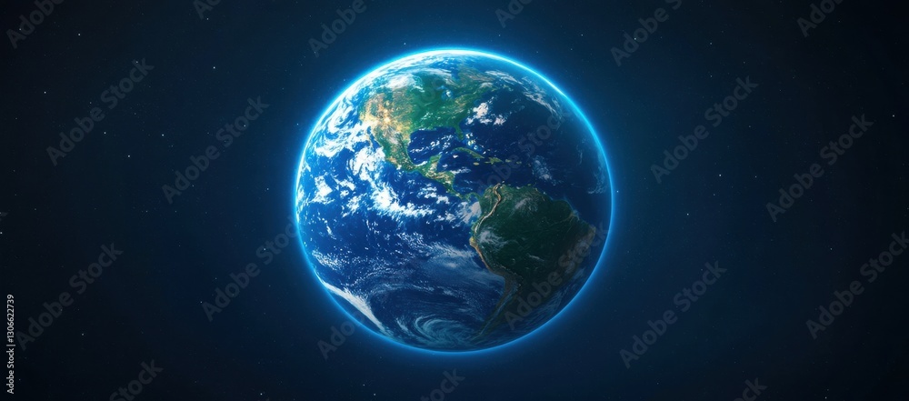 Obraz premium Stunning View of Earth from Space with Bright Blue Oceans and Landmasses