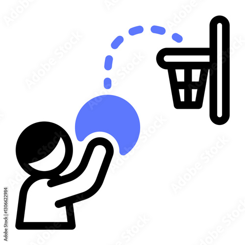 This Free Throw icon is suitable for Basketball, Sport Event, etc