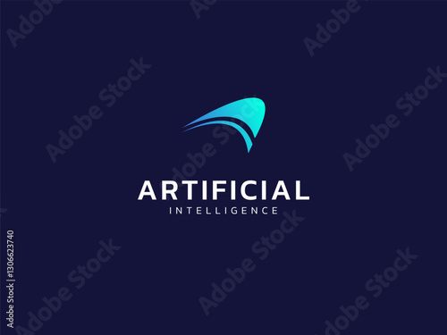 Artificial intelligence with letter A curved shapes technology Analysis logo vector design concept. AI technology logotype symbol for advance technology, tech company, identity, ui, innovation, robot.