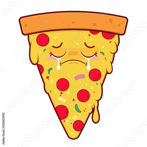 pizza crying face cartoon cute