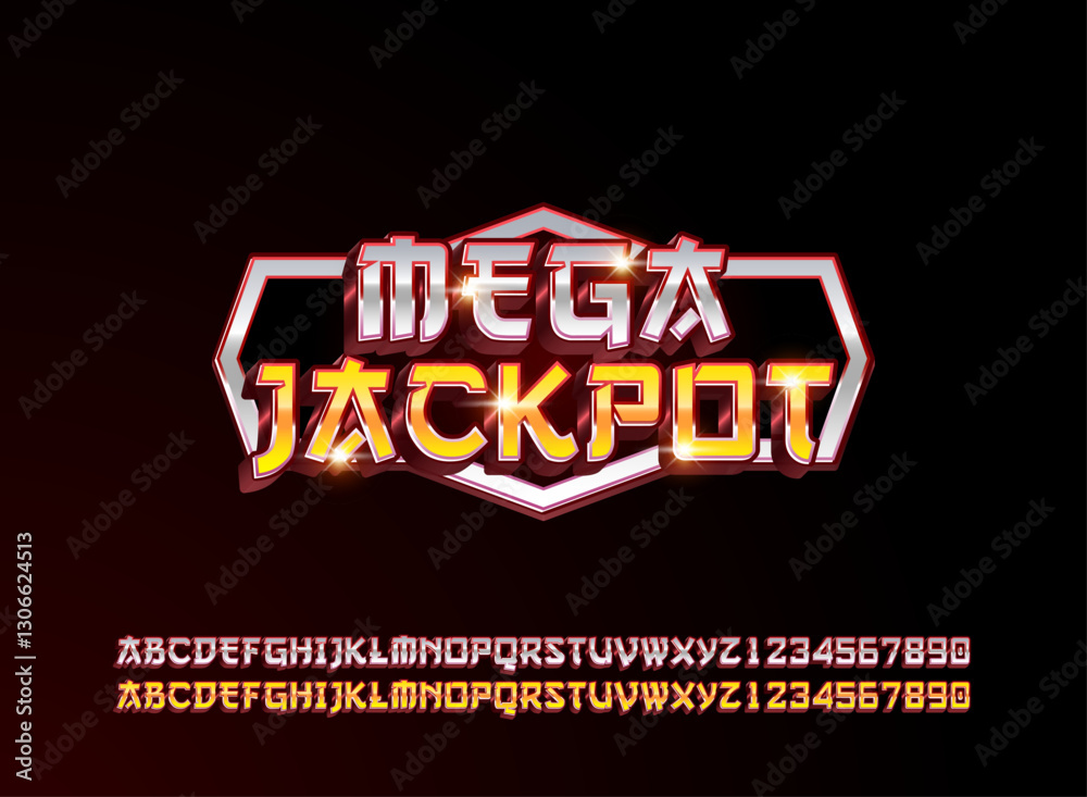 golden silver mega jackpot text effect in asian japanese font style