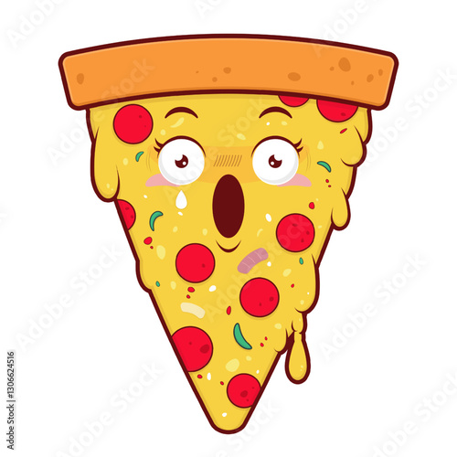 pizza scared face cartoon cute