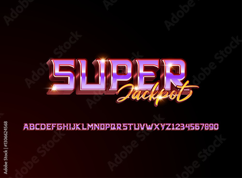 modern futuristic golden purple super jackpot font alphabet