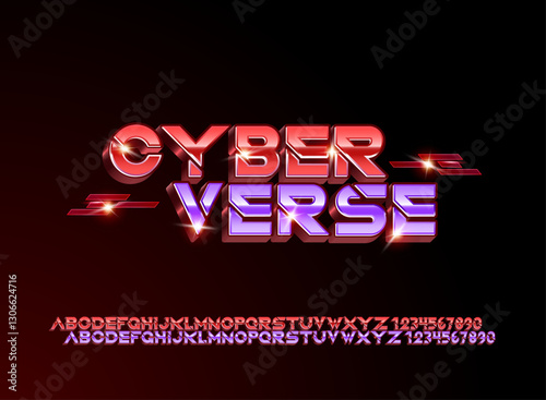 modern game effect cyber verse red violet text effect technology 3d