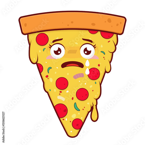 pizza scared face cartoon cute