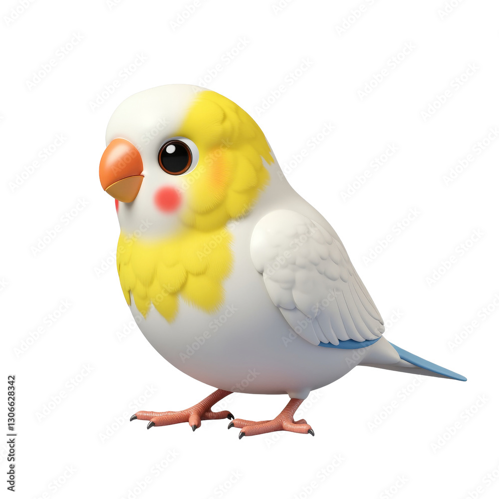 Chubby Cartoon Budgie Displays Playful Features Chubby Cartoon Budgie Displays Playful Features