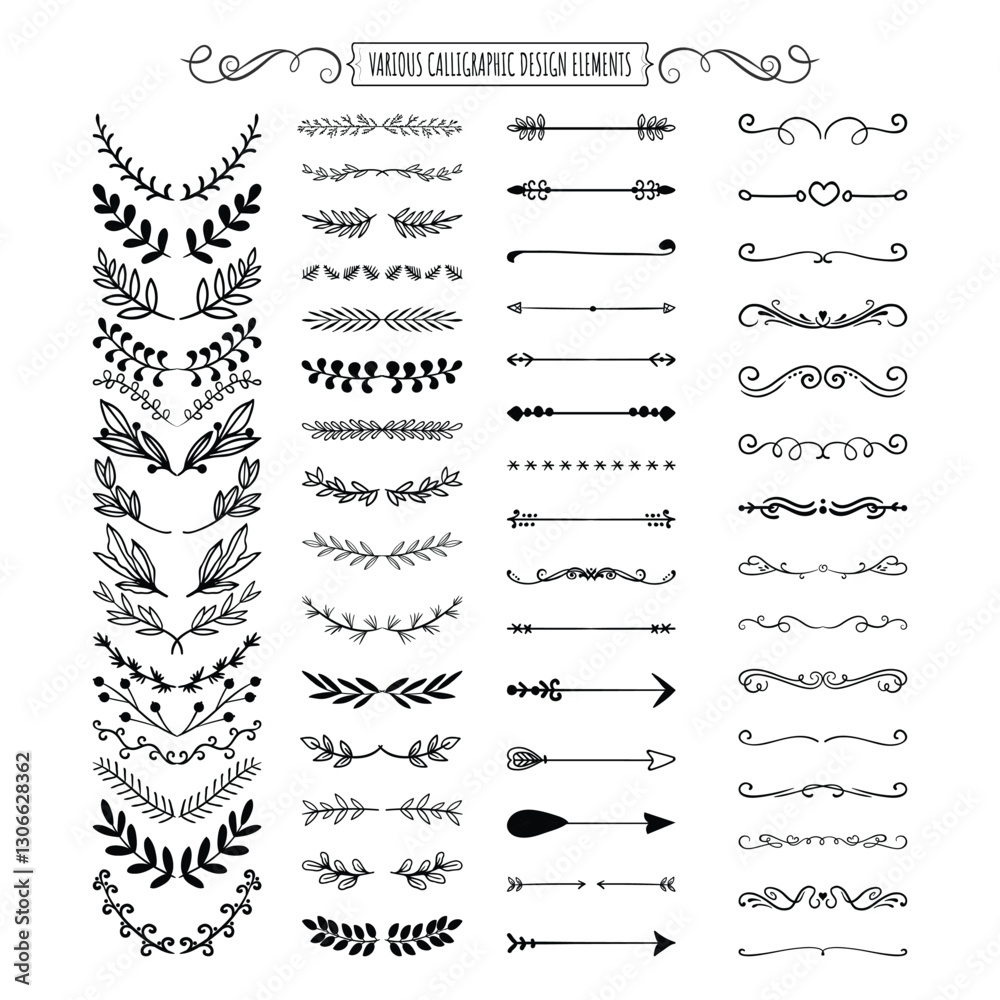 custom made wallpaper toronto digitalFloral and Leaf Ornament Dividers Hand-Drawn Vine Decorations Elegant Floral Borders Intricate Leaf Ornaments Ink Flourishes Arrow Embellishments Victorian Style Doodles Decorative Sketched Vector Set