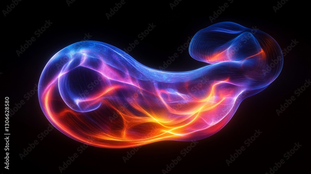 Fototapeta premium Abstract energy flow, vibrant colors, dark background, digital art, design element