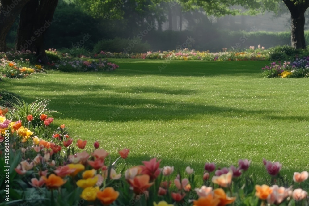 Fototapeta premium Spring flowers landscapes garden outdoors colorful.