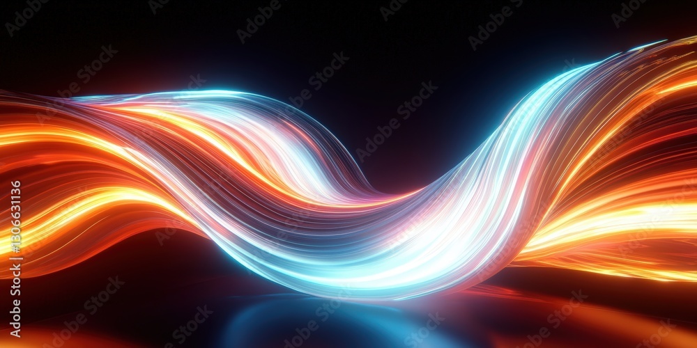 Abstract Background with Glowing Neon Lines Forming a Dynamic Flow of Light in Bright Colors for Creative Visuals