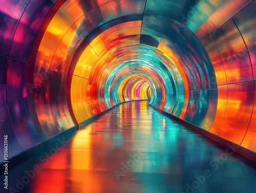 Shape a Techno Sanctum, iridescent corridors swirling in chromatic symphony, merging mechanized marvels with esoteric allure