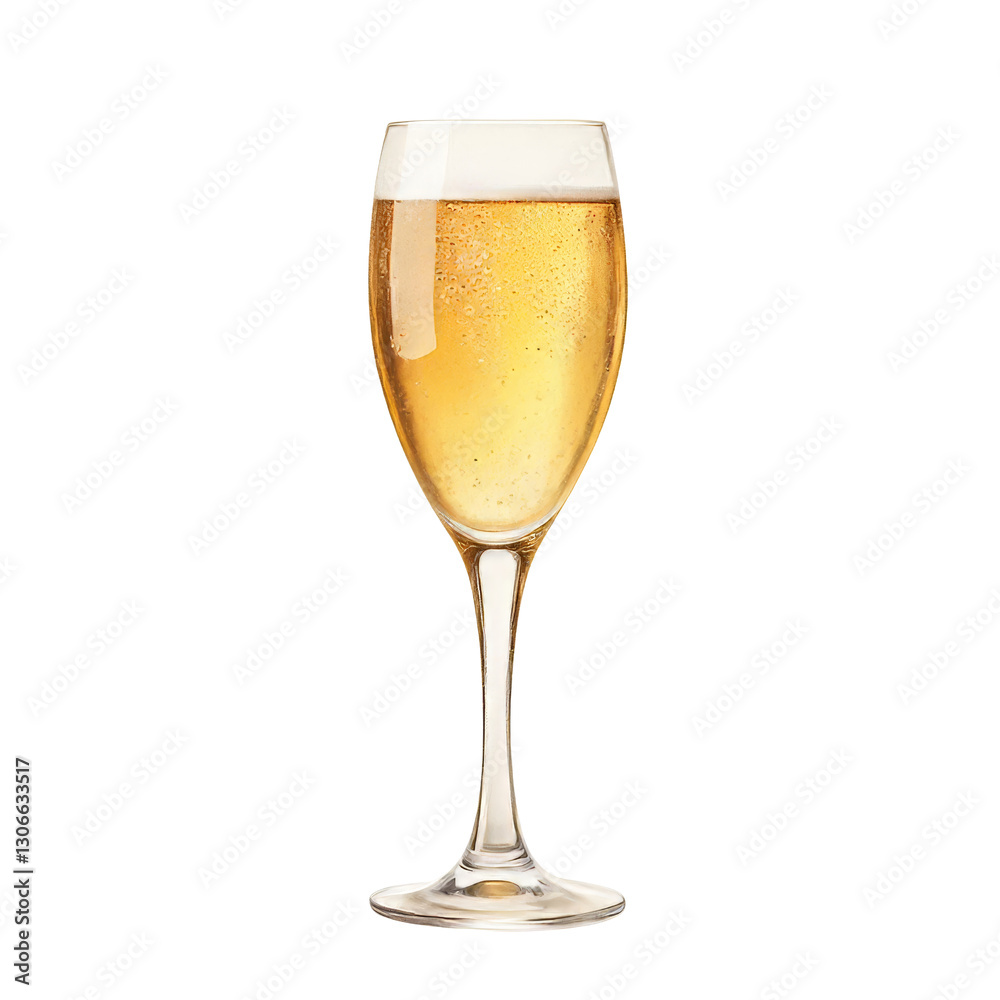 Champagne Flute Showcasing Sparkling Wine with Rising Bubbles Champagne Flute Showcasing Sparkling Wine with Rising Bubbles
